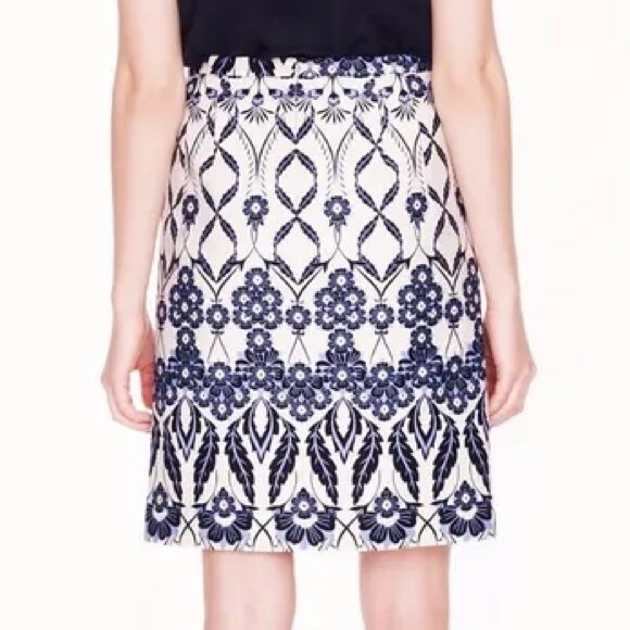 NWT J. Crew Trellis Skirt Blue & White Floral Scroll Mini A-Line Skirt Size 4 - Picture 3 of 16